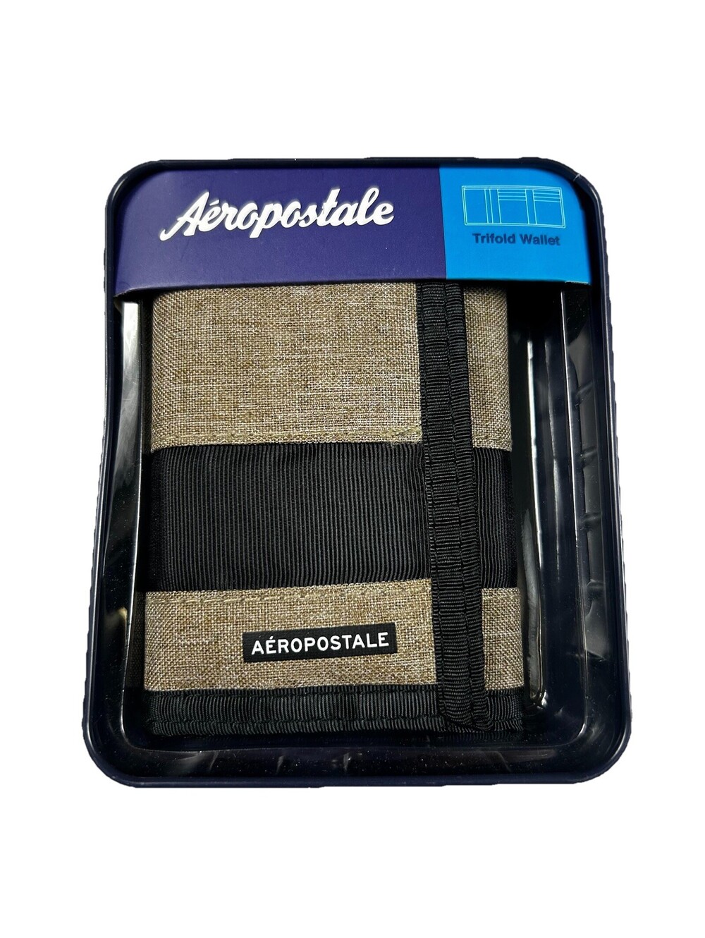 Aeropostale Mens Trifold Wallet Brown Color With Collectible Tin New